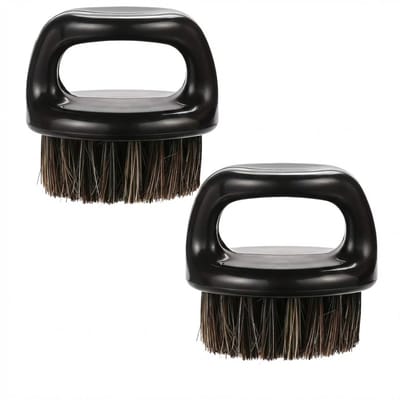 Zwarte baard borstel heren – compacte baard borstel met handgreep – ronde vorm – geschikt voor baard verzorging en styling – baardborstel voor dagelijks gebruik thuis en onderweg