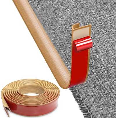 Zelfklevende randstrip voor tapijten, 10 m tapijt omtrek tape, PVC vloerbedekking, overgangsprofiel, eenvoudig te snijden, voor deurkanten, tapijten en trappen, duurzaam en gebruiksvriendelijk