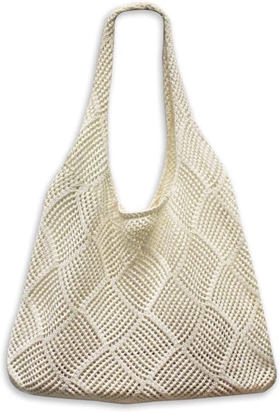 Zomer Woven Strandtas voor Dames, Grote Capaciteit, Casual Hobo Bag voor Vakantie en Winkelen, Wit, Perfect voor Strand en Reizen