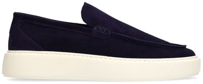 Manfield - Heren - Donkerblauwe suède loafers - Maat 40
