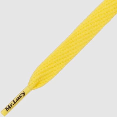 Mr. Lacy - Schoenveters - Veters - Sneakerveters  - Flatties - Plat - Geel - Veterlengte 130 cm – Breedte 10 mm