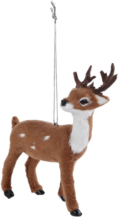 Hang-sculptuur rendier bruin kunststof kerstdecoratie 9,5x5x11cm.
