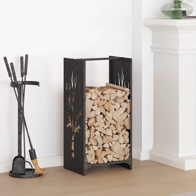 vidaXL - Brandhoutrek - 40x30x80 - cm - koudgewalst - staal - zwart