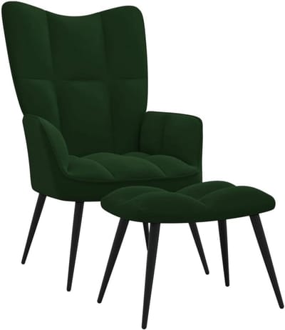 Comfortabele Fauteuil met Voetenbank - Stijlvolle Relaxstoel Donkergroen Fluweel
