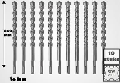 10 stuks 10X260 MM betonboor