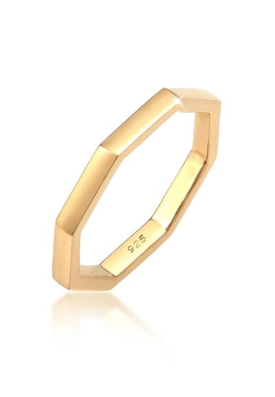 Elli - Ring - Dames Pink Achthoek Vorm Geo Look in 925 Sterling Zilver - Dames