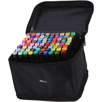 Dubbele Punt Markers Kit Zwart Penlichaam 80 Kleuren DIY Kleurmenging Draagbare Kunstmarkers voor Schilderen black