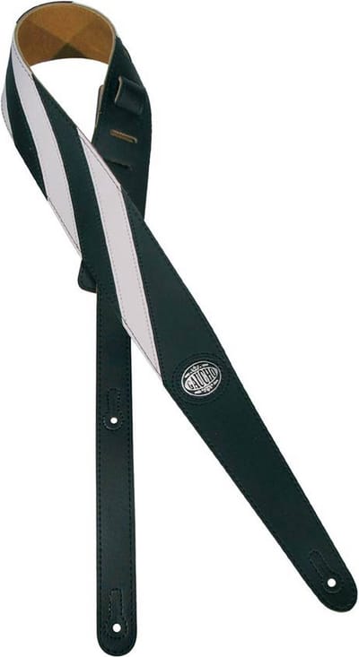 Gaucho GST-217-BK gitaarriem, zwart en wit, white stripes design