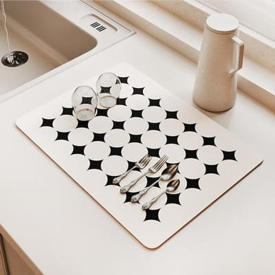 Tapis de séchage de vaisselle à carreaux noirs, tampon de vidange de café Super absorbant, tapis de vidange de vaisselle, tapis à séchage rapide, napperon de vaisselle de cuisine 30x40CM S