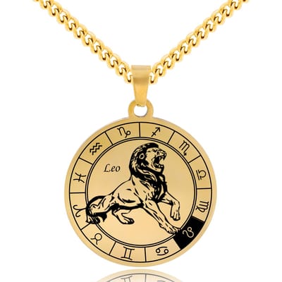 Sterrenbeeld Leeuw (Leo) Ketting Goudkleurig - Roestvrij Staal Zodiac Talisman - Stainless Steel - 60cm - Pax Amare