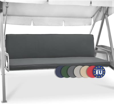 Set van 2 antraciet schommelbankkussens 180 x 50 x 6 cm voor tuinbanken