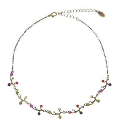 Behave - Korte goudkleurige ketting met multi-color steentjes 37 cm (+8 cm verlengketting)