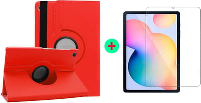 Hoesje Geschikt Voor Samsung Galaxy tab S6 lite 2022 Hoes Rood Draaibare Hoesje Case Cover tablethoes - Hoesje Geschikt Voor Samsung Galaxy Tab s6 lite 2022 Hoes 360 graden draaibaars bookcase