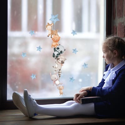 Allecto - Raamstickers - Dubbelzijdige Anti-Collisie Stickers - Panda en Konijn - Decoratie voor Kinderen - Creatieve Wanddecoratie - Veiligheid - ...