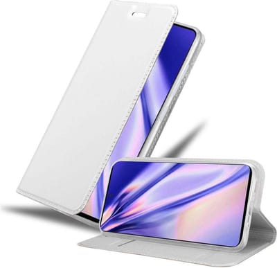 Cadorabo Hoesje geschikt voor Samsung Galaxy A51 4G / M40s in CLASSY ZILVER - Beschermhoes met magnetische sluiting, standfunctie en kaartvakje Book Case Cover Etui