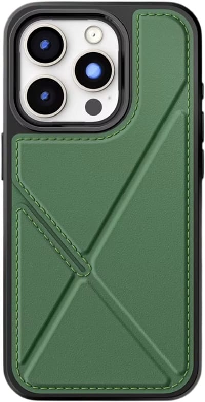 Magnetische Flipcase Geschikt voor iPhone 17 – Luxe Lederen Telefoonhoesje met Kaartsleuf & Kaarthouder, Standfunctie, Schokbestendige Siliconen Binnenhoes, Volledige 360° Bescherming & Premium Uitstraling – Donkergroen