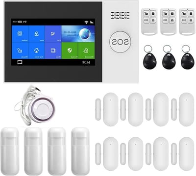Beveiligingsalarmsysteem - WIFI GSM huisalarm - Huis beveiligen - Touchscreen bediening - 43 inch scherm - Zwart