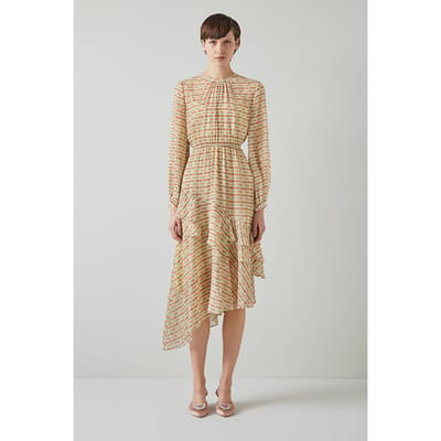 LK Bennett Bea Block Midi Dress Multicolor Maat: 6 | Midi Jurken Outlet | Dames | Beige