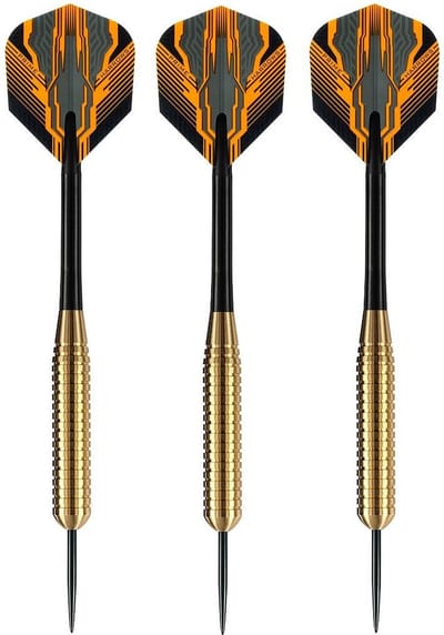 2x Set van 3 dartpijlen Club Brass 26 grams - Darten/darts sport artikelen pijltjes messing - Kinderen/volwassenen