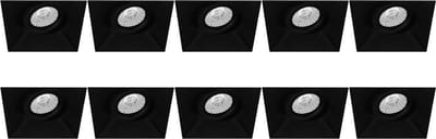 Spot Armatuur 10 Pack - Pragmi Nivas Pro - GU10 Inbouwspot - Vierkant - Zwart - Aluminium - Trimless - Kantelbaar - 150mm