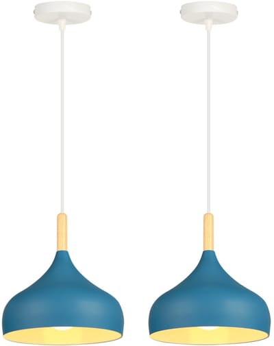 2 Stuks Hanglamp Woonkamer Moderne Plafondlamp E27 Kroonluchter voor Slaapkamer Keuken Hal Blauw