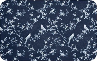 WC mat 80x50 cm - Antislip - Grafisch - Bloesemtak - Blauw - Toiletmat - Vloermat - Douchemat - Toilet tapijt - Toiletmatten