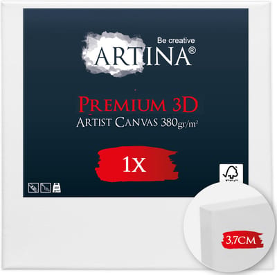 Artina Schildersdoeken 20x20 cm 3D Premium - Voorgerekte Doeken Wit met FSC® Houten Spieraam Stabiele Voorbehandelde Canvas Schildersdoek 380g/m²