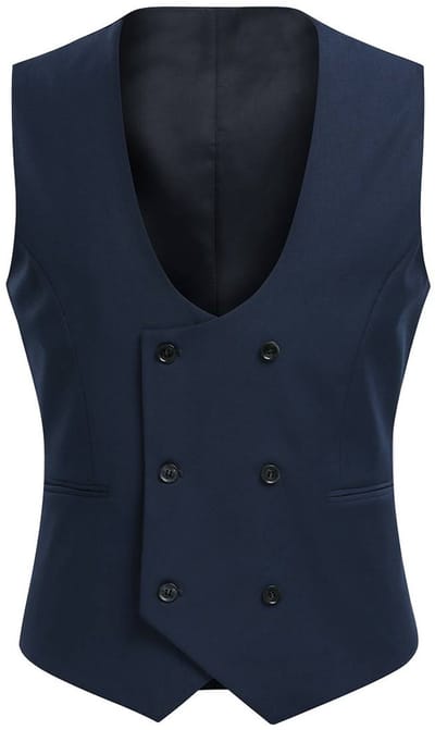 ALLTHEMEN Heren Dubbelrijs Vest Voor Zakelijk Gebruik - U-hals Dubbelrijig Effen Casual Vest - S