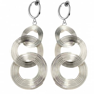 Klem oorbellen- zilverkleur-lang-geen gaatje-Charme Bijoux
