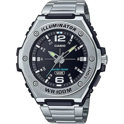 Casio Dress 100M Waterdicht Kwarts Uurwerk Roestvrij Staal Horloge 49,6 mm Herenhorloges Zwart MWA-100HD-1A Random Watch Box,Black Dial black