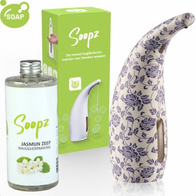 Soopz Automatische Zeepdispenser – Blauw & Wit – Delft Blue Classic – Zeeppompje met Bewegingssensor – Met Jasmijn Zeep