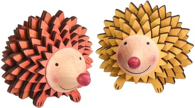 Egel decoratie houten figuur herfst oranje geel 8×7×6cm 4 stuks, 4 Stü