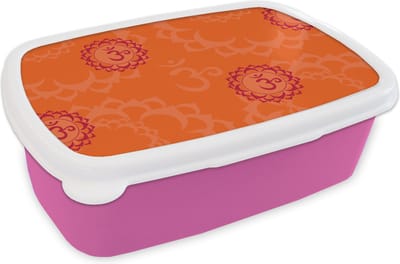 Broodtrommel Roze - Lunchbox - Brooddoos - Zen - Patronen - Yoga - 18x12x6 cm - Kinderen - Meisje
