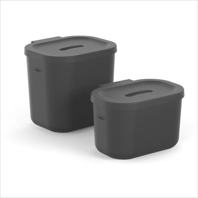 Rotho Set bio - compostemmer - 2-delig (3,2 ltr + 6 ltr) - 100% gerecycled kunststof - SALSA - zwart