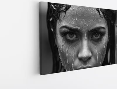 Saammp Canvas Schilderij - Regen - Vrouw - abstract - 30x20 - Foto op canvas - Wanddecoratie - Muurdecoratie Woonkamer - Slaapkamer decoratie - Canvas Print