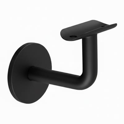 leuningdrager Trapleuninghouder RVS Gecoat RAL 9005 Rond 38–45 mm – Leuningdrager Wandmontage