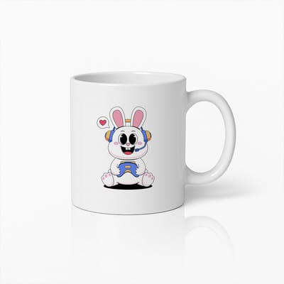 Schattige Gaming Konijn Mok – Grappige Gamer Koffiekop voor Kinderen en Volwassenen