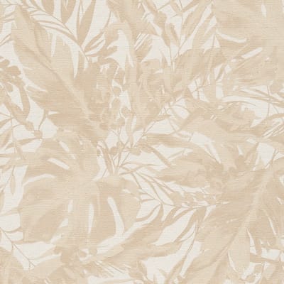Natuur behang Profhome 790631-GU vliesbehang hardvinyl warmdruk in reliëf licht gestructureerd met bloemmotief subtiel glanzend crème ivoorkleurig beige parelwit 5,33 m2