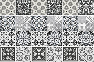 Wallfluent Tegelstickers - Klassieke Mozaïektegels Stickers Voor Tegels - Set van 24 stuks 10 x 10 cm - Zwart En Wit Keuken Tegelstickers - Texturen Badkamer Tegelstickers