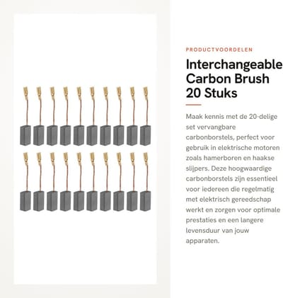 Dailygoods - Interchangeable Carbon Brush - 20 Stuks - Vervangbaar - Geel - Geschikt voor Hammer Drill - 5x8x16mm
