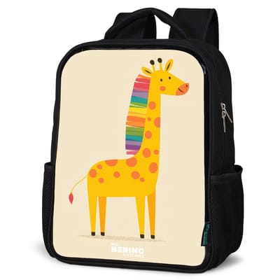 NoBoringSuitcases.com® - Rugzak zwart - Schooltas jongen & meisje - Giraffe op een beige achtergrond - Rugtas voor school - Boekentas kind - Schoolrugzak - Kinderrugzak