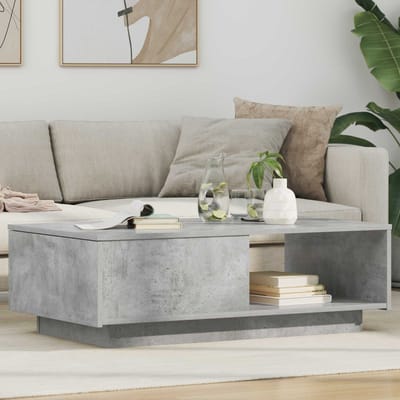 vidaXL - Salontafel - Beton - Grijs - 95 - x - 55 - x - 31 - cm - Bewerkt - hout