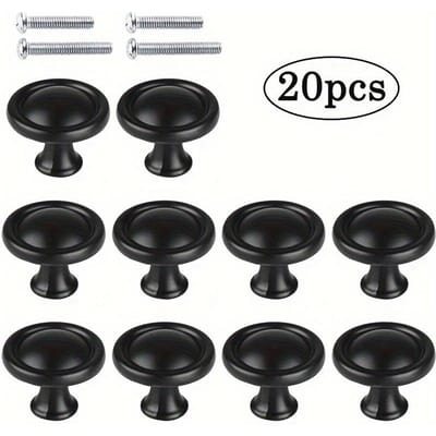 20 stuks Kastknoppen, Matzwarte Kastknoppen voor Lade Dressoirknoppen, Kastdeurknoppen, met Schroeven 20-Pack zwart