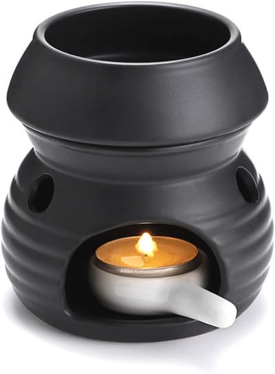 Geurlamp van keramiek met kaarsenhouder en theelichthouder - aromalamp voor geuroliën en geurwas