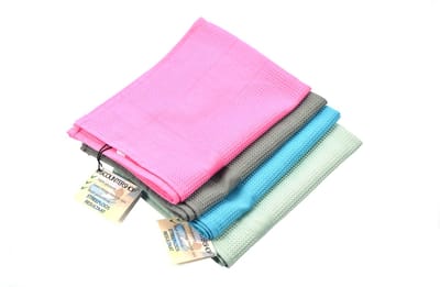 Poleerdoeken 4 stuks| 80% Polyester, 20% Polyamide | 100% Streeploos Resultaat | Pluisvrij | Machinewasbaar tot 40°C | Ideaal voor Glas en Spiegels | Blauw en Grijs | 42 x 68 cm | Set van 4