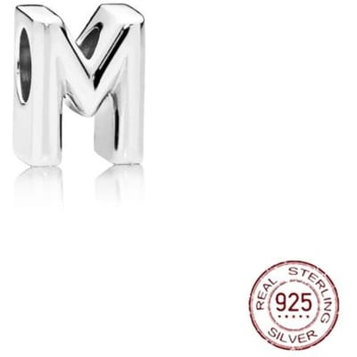 Armband Charm 925 Zilveren Letter AZ Letter Charm Naam Kralen Voor Vrouwen DIY Hanger Maken Sieraden white