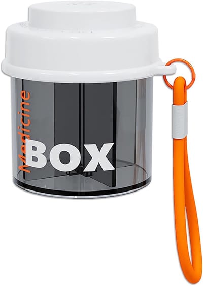 Pillendispenser, draagbare supplementenorganizer met anti-menging en brede openingen voor op reis (oranje)