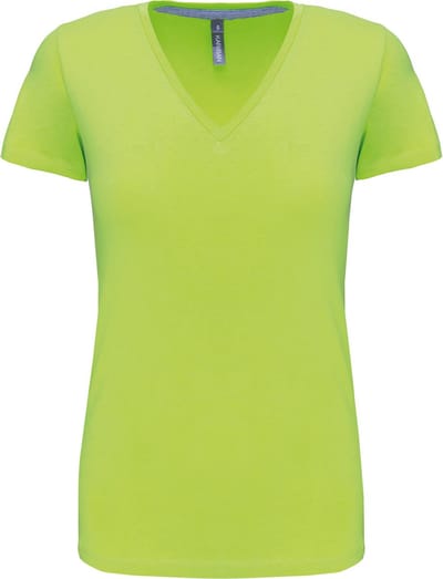 Kariban Dames T-shirt V-hals Korte Mouwen K381 - Lime - L