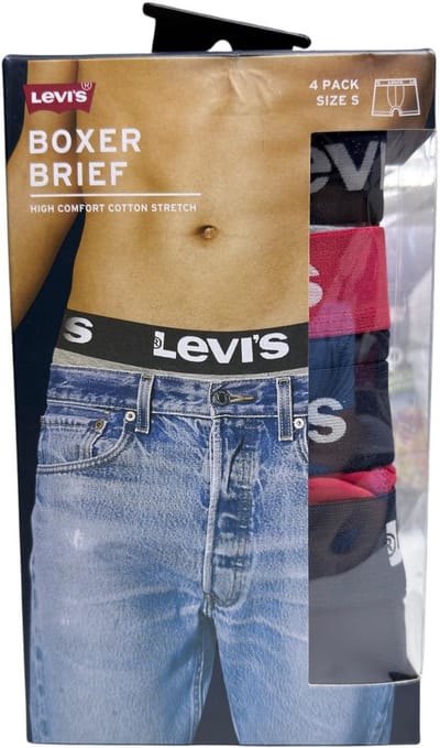 Levi's Boxer Brief - Boxershorts - Navy/Red/Grey - Maat S - 4 Pack