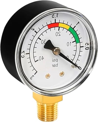 Waterdrukmeter 0-3 Bar/45 PSI voor Zwembaden - Nauwkeurige Drukmeting voor Sandfilters en Watercirculatie